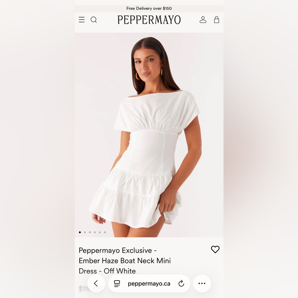 NWT Peppermayo Off-White Boat Neck Mini Dress